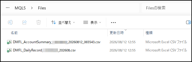 EAFC DMFL Monitor｜口座損益・ポジション監視インジケーター、CSV保存①