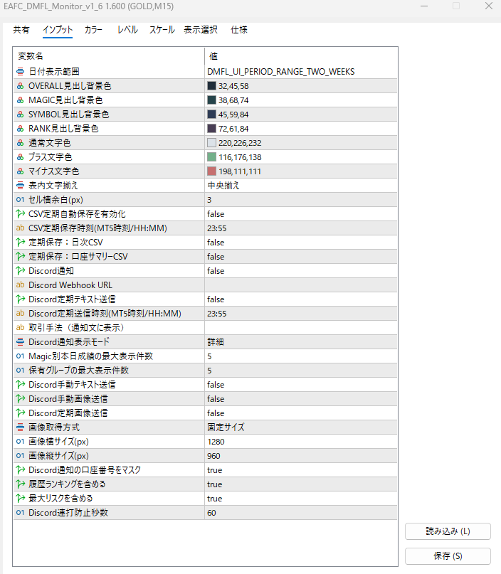 EAFC DMFL Monitor｜口座損益・ポジション監視インジケーター、Discord通知①